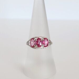 Pink Topaz 1.4 Carats with Diamonds Ring SIZE 7